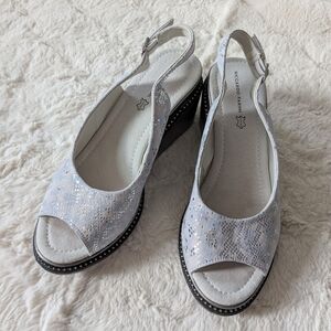 White Slingback Wedge Shoes